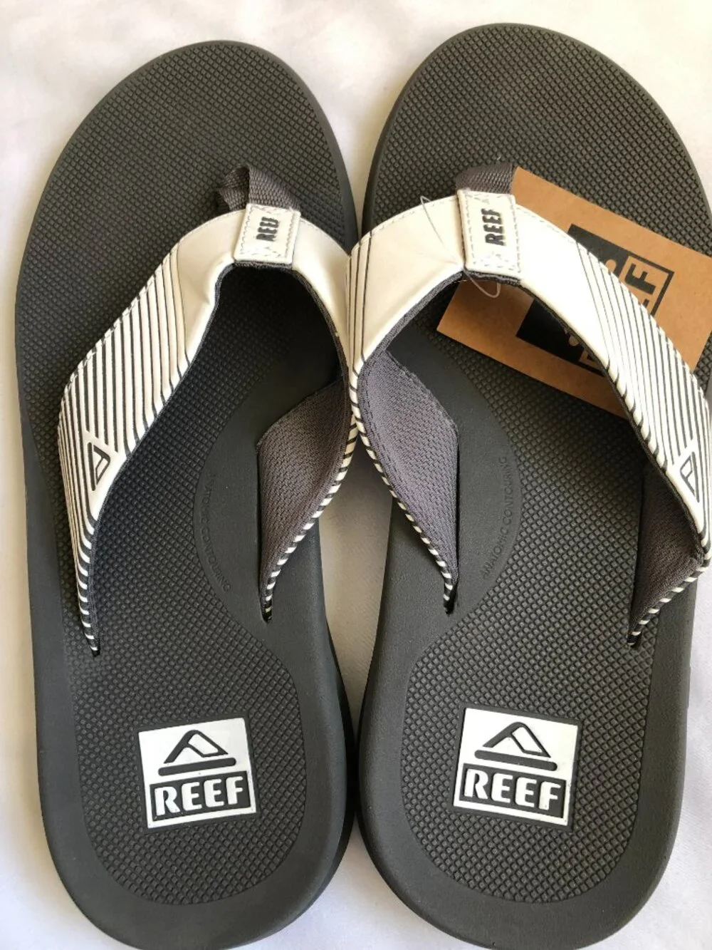 Reef Phantom II Flip Flop Sandal Grey White Straps Size 9
